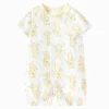 Balabala Baby Unisex Basic Style Baby Underwear Straight Open Jumpsuit White Yellow Hue Fashion