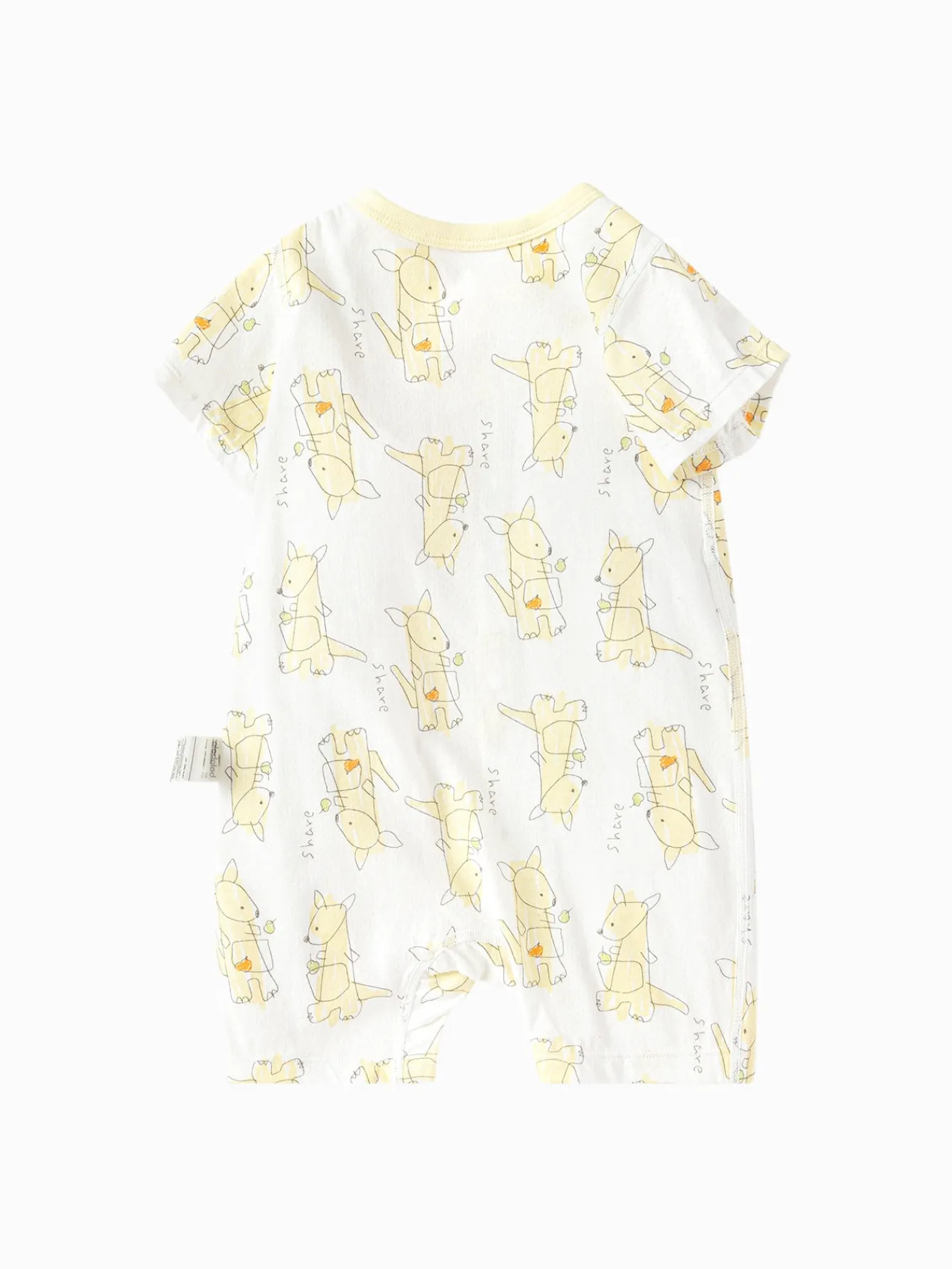 Balabala Baby Unisex Basic Style Baby Underwear Straight Open Jumpsuit White Yellow Hue Fashion