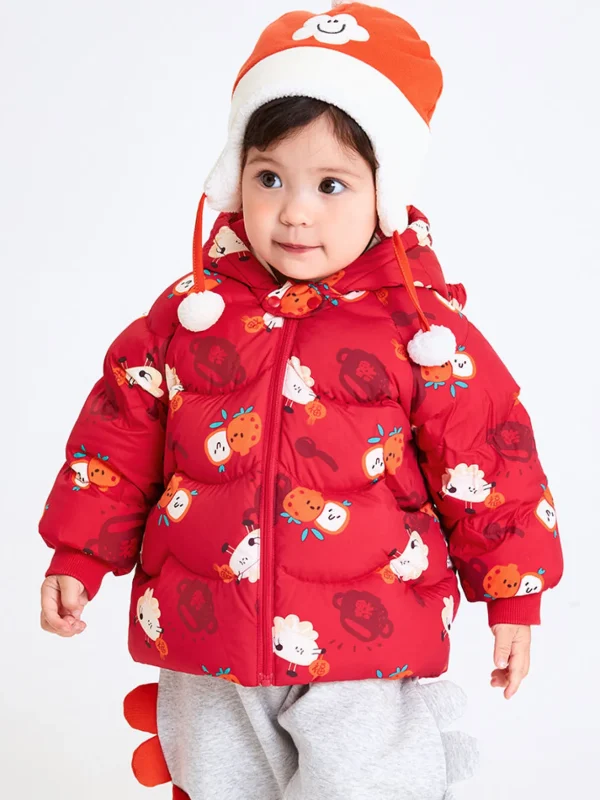 Balabala Baby Unisex Dumpling Short Down Jacket 0-3 Years Red Hue Cheap