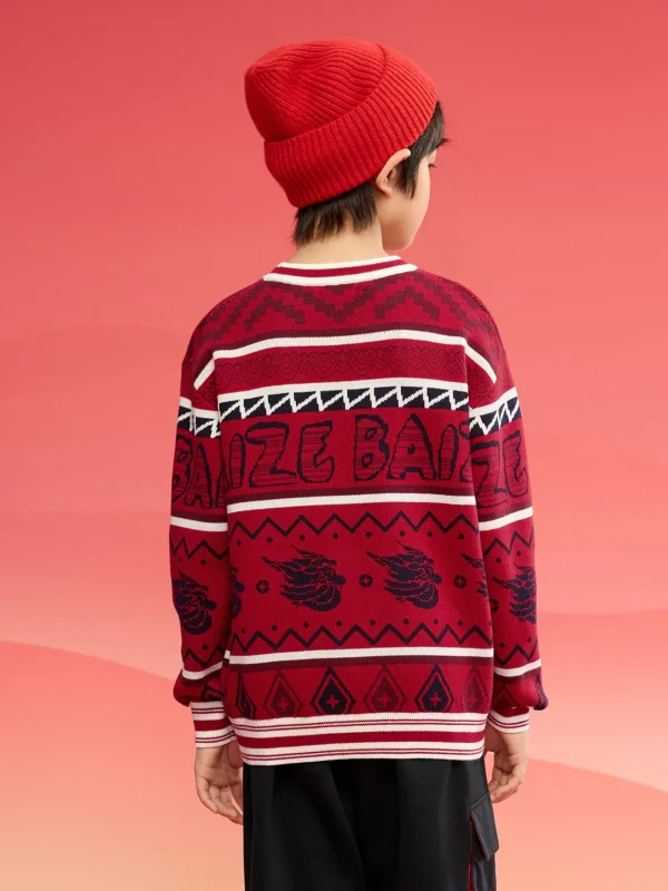 Balabala Boy Sweater 2025 New Spring New Year's Outfit Chinese Style Knitwear Parent-Child New