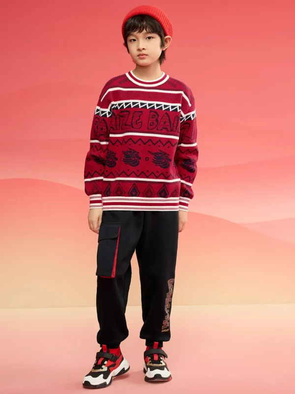 Balabala Boy Sweater 2025 New Spring New Year's Outfit Chinese Style Knitwear Parent-Child New