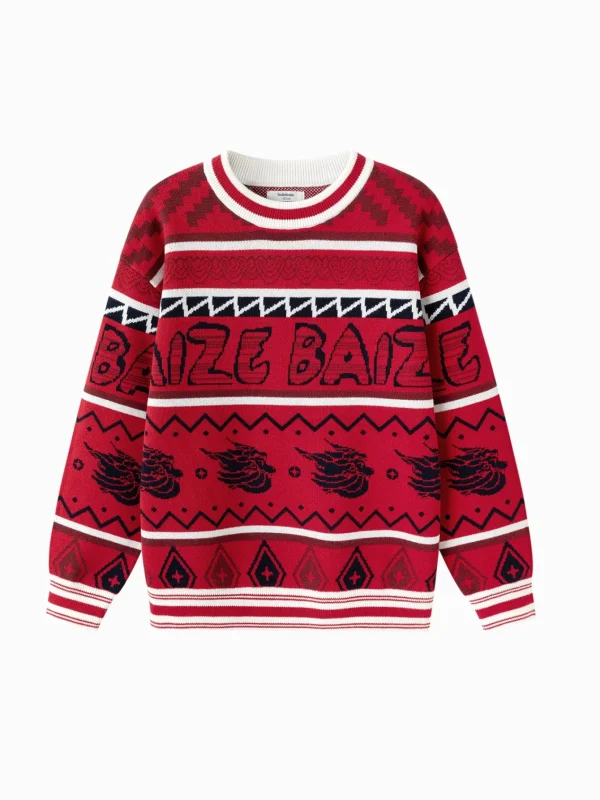 Balabala Boy Sweater 2025 New Spring New Year's Outfit Chinese Style Knitwear Parent-Child New
