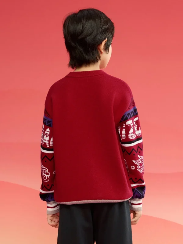 Balabala Boy Sweater 2025 New Spring New Year's Outfit Chinese Style Knitwear Parent-Child New