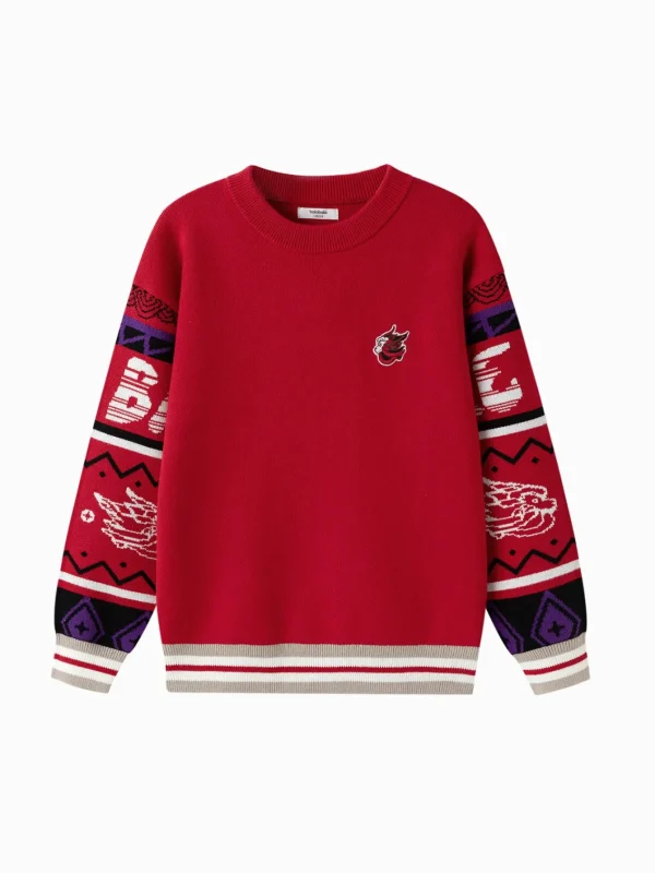 Balabala Boy Sweater 2025 New Spring New Year's Outfit Chinese Style Knitwear Parent-Child New