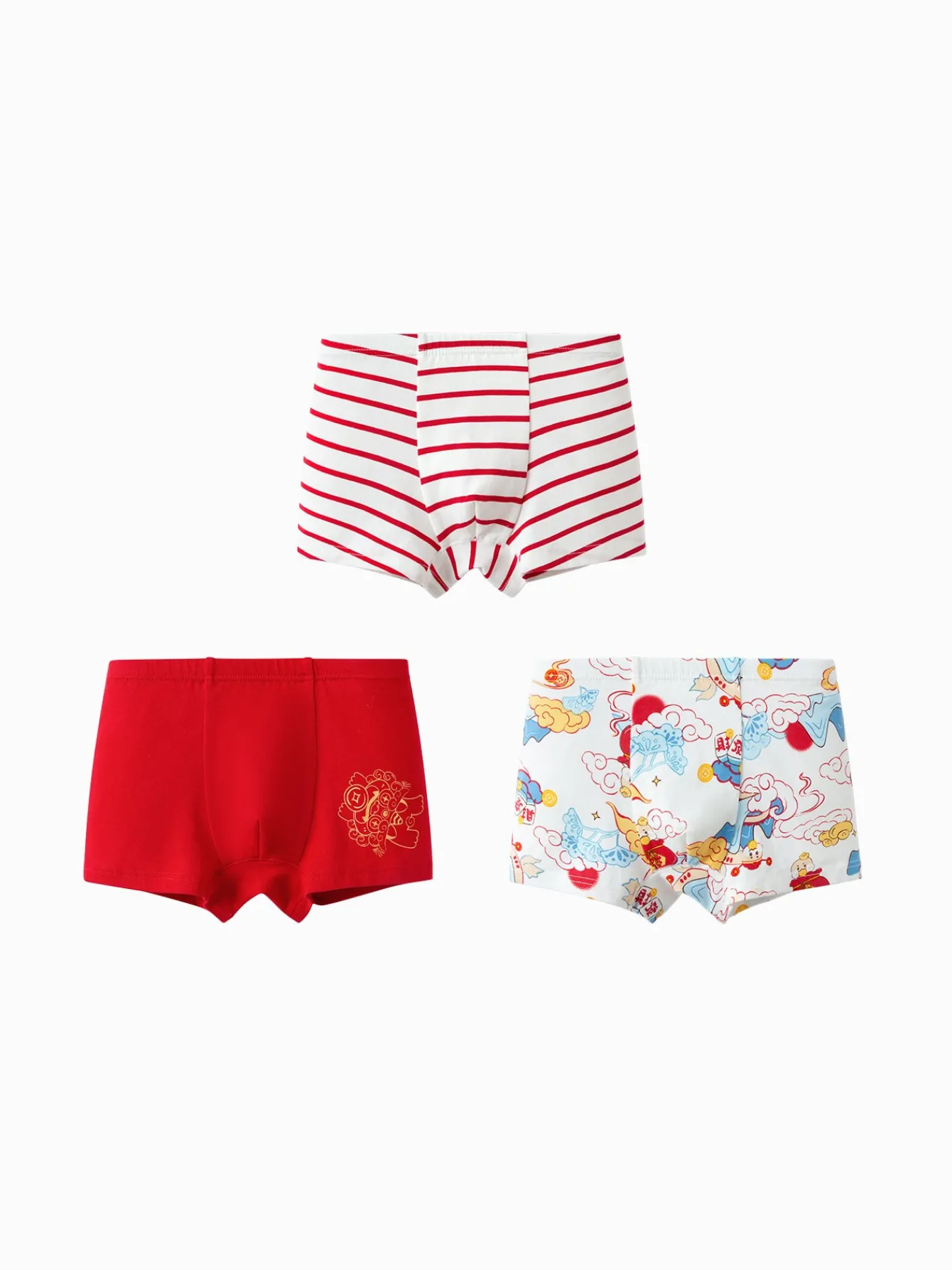 Balabala Boy Underwear Boxer Birefs Cotton Animal Year Red Shorts The Year of Snake New Year Suit White Red Discount