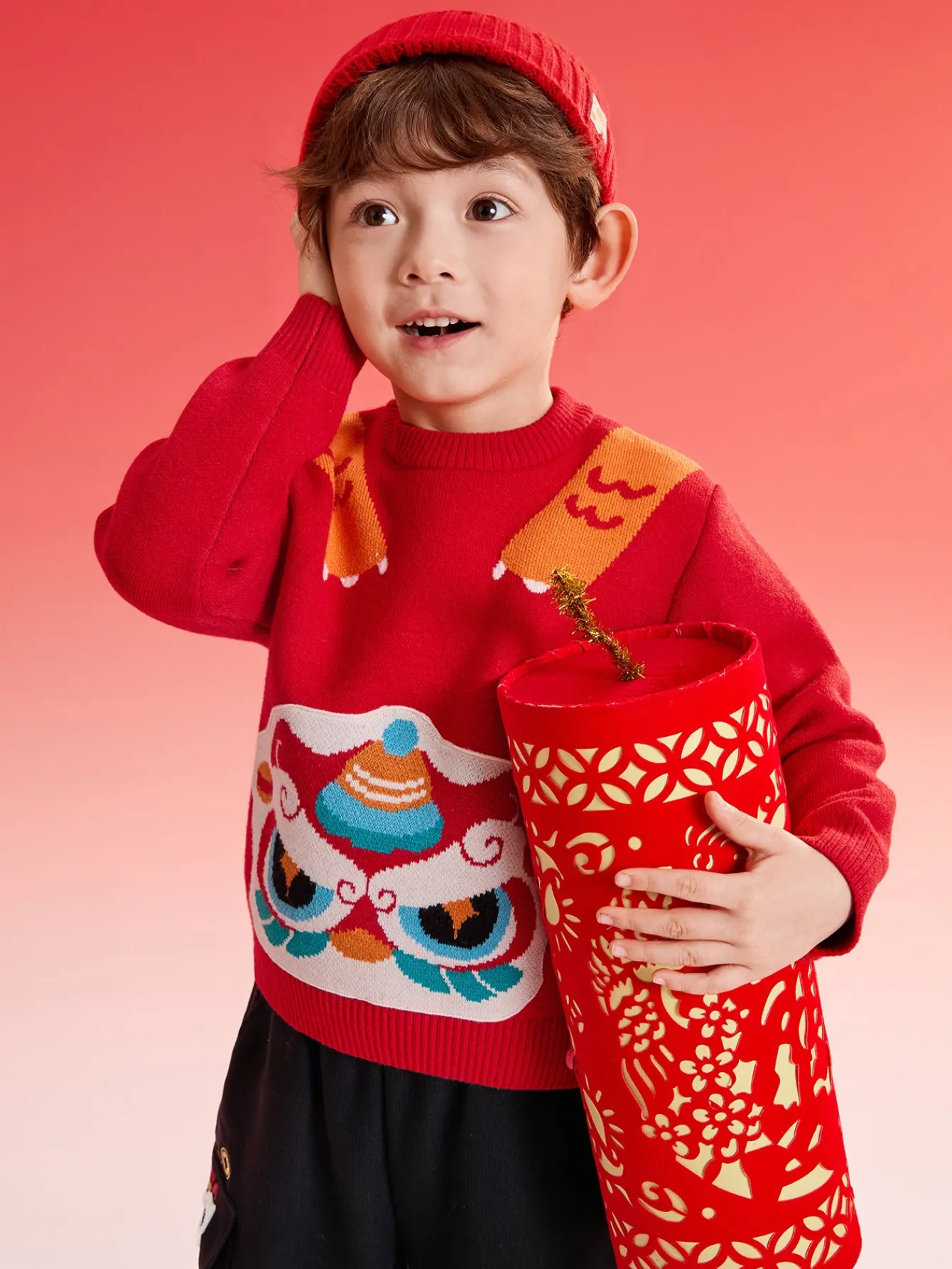 balabala_boys_sweater_new_year_jacquard_knitted_sweater__spring_and_autumn_new_style_new_year_outfit_1.webp Balabala boys' sweater New Year jacquard knitted sweater 2025 spring and autumn new style New Year outfit Chinese Red Cheap