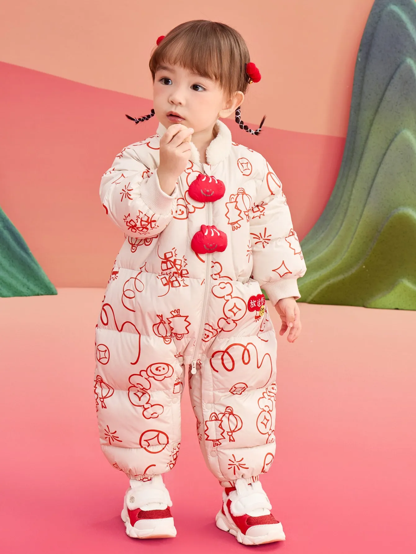 Balabala Children Clothes Baby Jumpsuit Newborn Down Romper Winter Wear 2025 New Year Season Best
