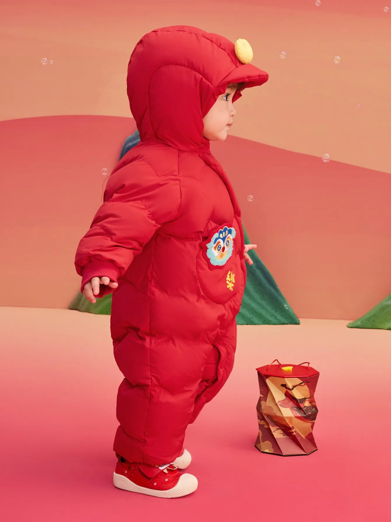 Balabala Children Clothes Baby Jumpsuit Newborn New Year Greeting Down Outfit 2025 New Year Winter wear Fashion