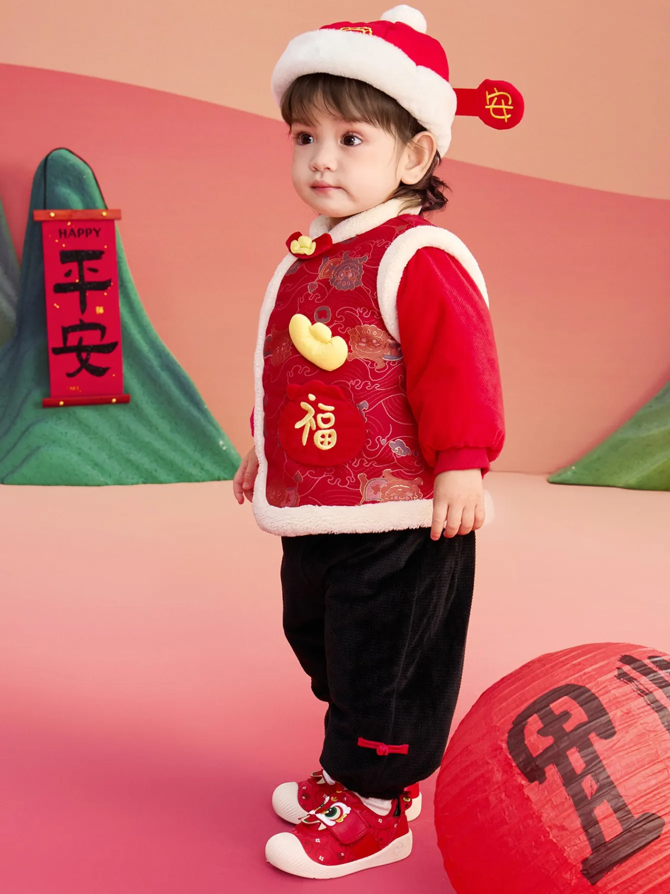 Balabala Children Clothes Baby Suit Baby First Birthday Ceremonial Dress 2025 New Year Season New Year's Greeting Outfit Flash Sale