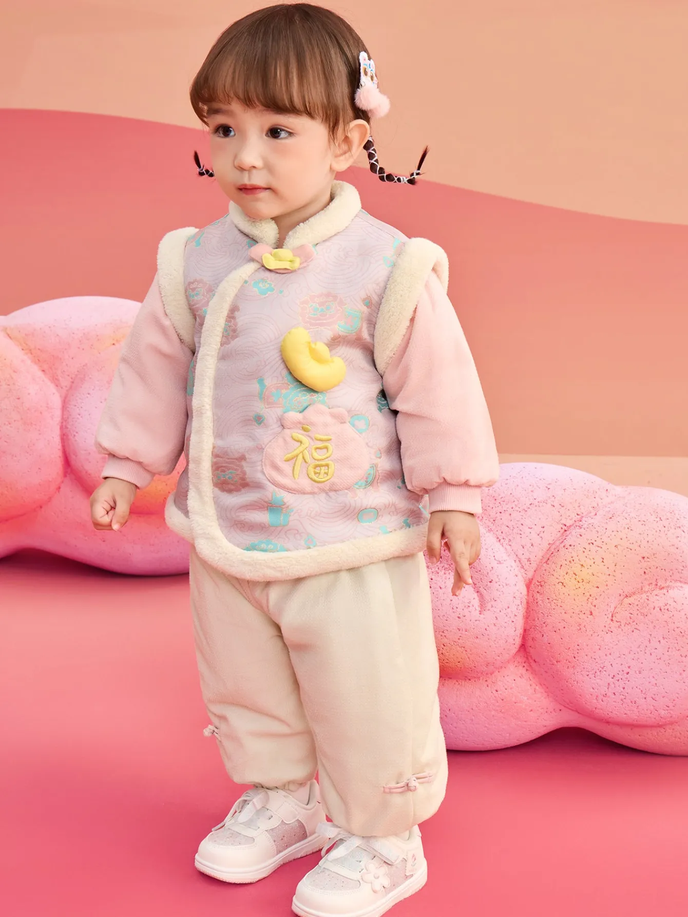 Balabala Children Clothes Baby Suit Baby First Birthday Ceremonial Dress 2025 New Year Season New Year's Greeting Outfit Flash Sale