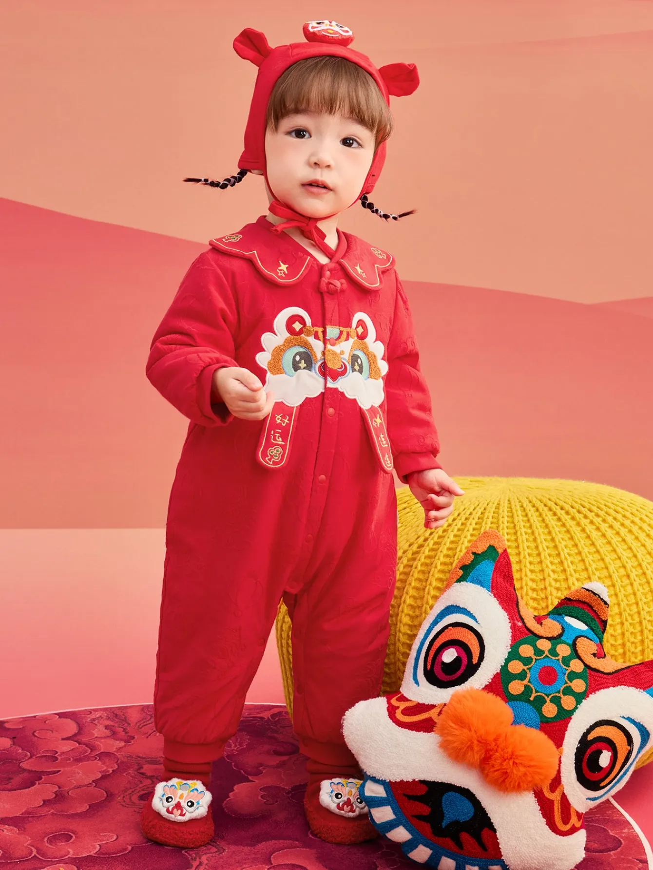 Balabala Children Clothes Baby Thickened Jumpsuit Newborn Clothes 2025 New Winter New Year Season Hot