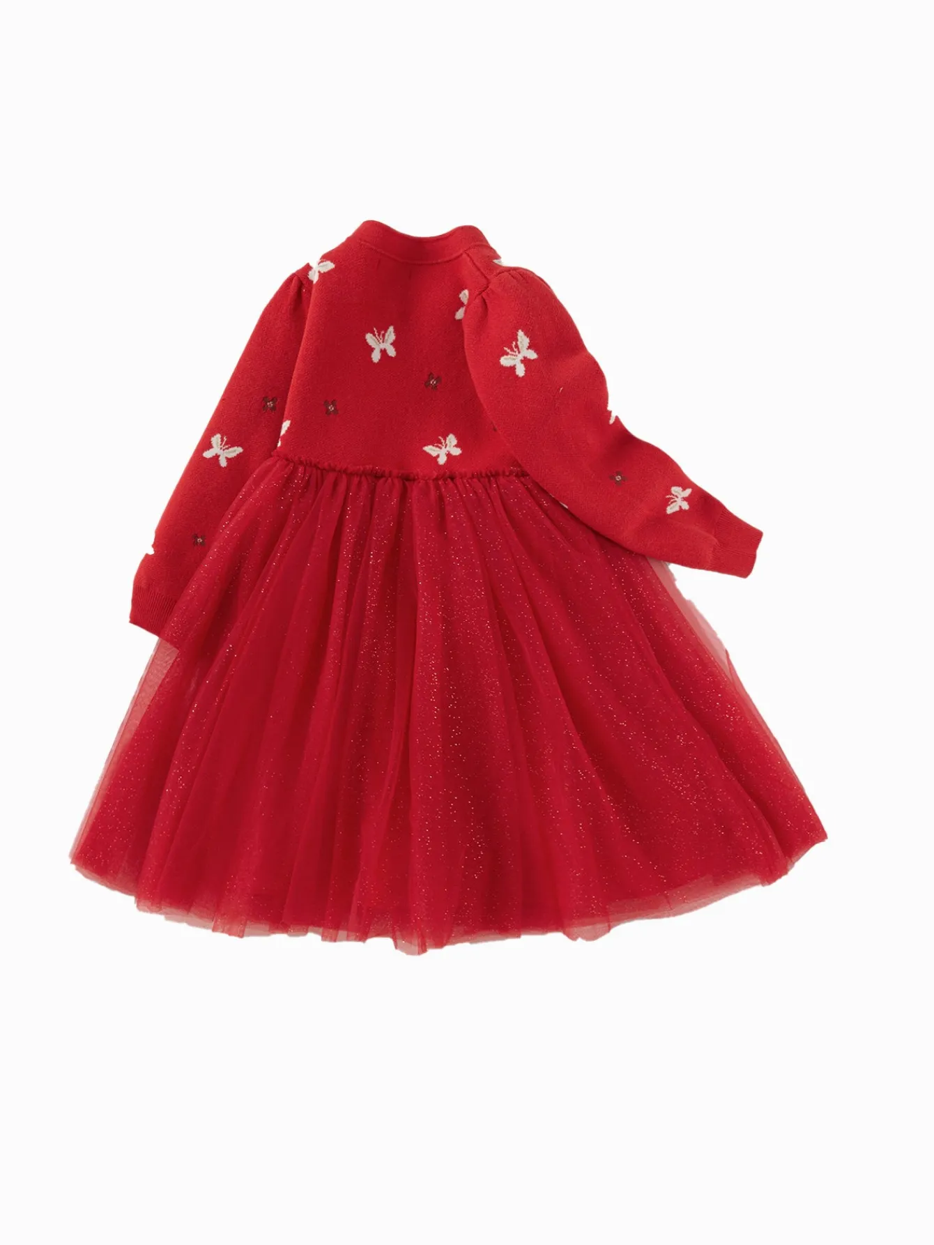 Balabala Children Clothes Girl Dress Children Skirt Knitted Mesh 2025 Winter New Princess Dress New Year Sale