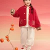 Balabala Children Clothes Suit Boys And Girls Long Sleeve Autumn And Winter 2025 New Baby Fleece New Year's Greeting Outfit Red Fashion