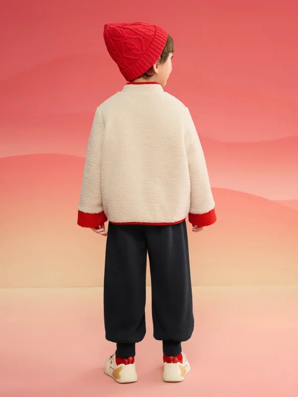 Balabala Children Clothes Suit Boys And Girls Long Sleeve Autumn And Winter 2025 New Baby Fleece New Year's Greeting Outfit White Store