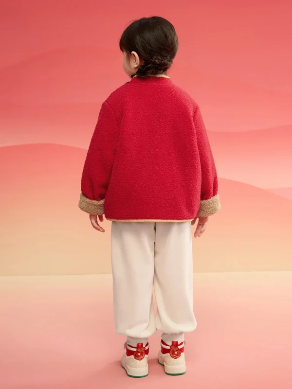 Balabala Children Clothes Suit Boys And Girls Long Sleeve Autumn And Winter 2025 New Baby Fleece New Year's Greeting Outfit Red Fashion