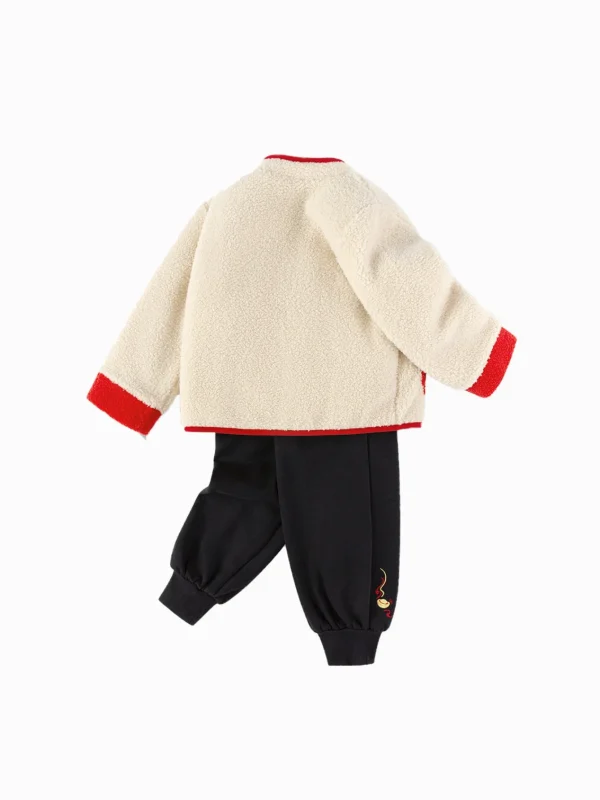 Balabala Children Clothes Suit Boys And Girls Long Sleeve Autumn And Winter 2025 New Baby Fleece New Year's Greeting Outfit White Store