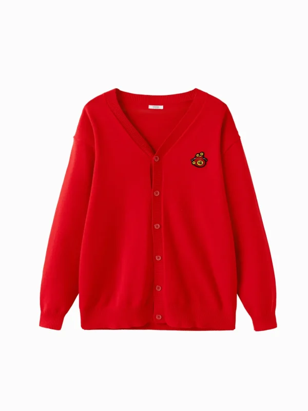 Balabala Children Sweater Boy And Girl Autumn And Winter 2024 New Toddler Kids Pullover Knitwear New Year's Outfit Chinese Red Cheap