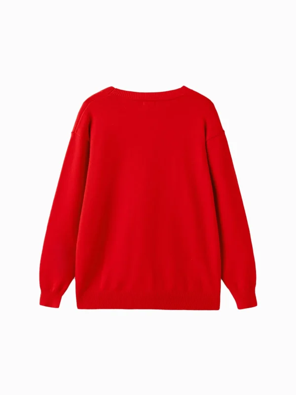 Balabala Children Sweater Boy And Girl Autumn And Winter 2024 New Toddler Kids Pullover Knitwear New Year's Outfit Chinese Red Cheap