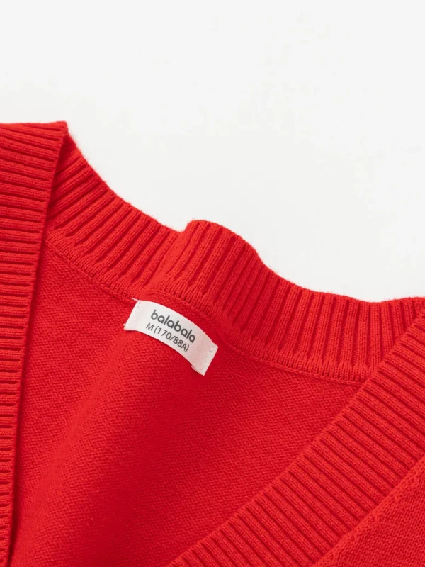 Balabala Children Sweater Boy And Girl Autumn And Winter 2024 New Toddler Kids Pullover Knitwear New Year's Outfit Chinese Red Cheap