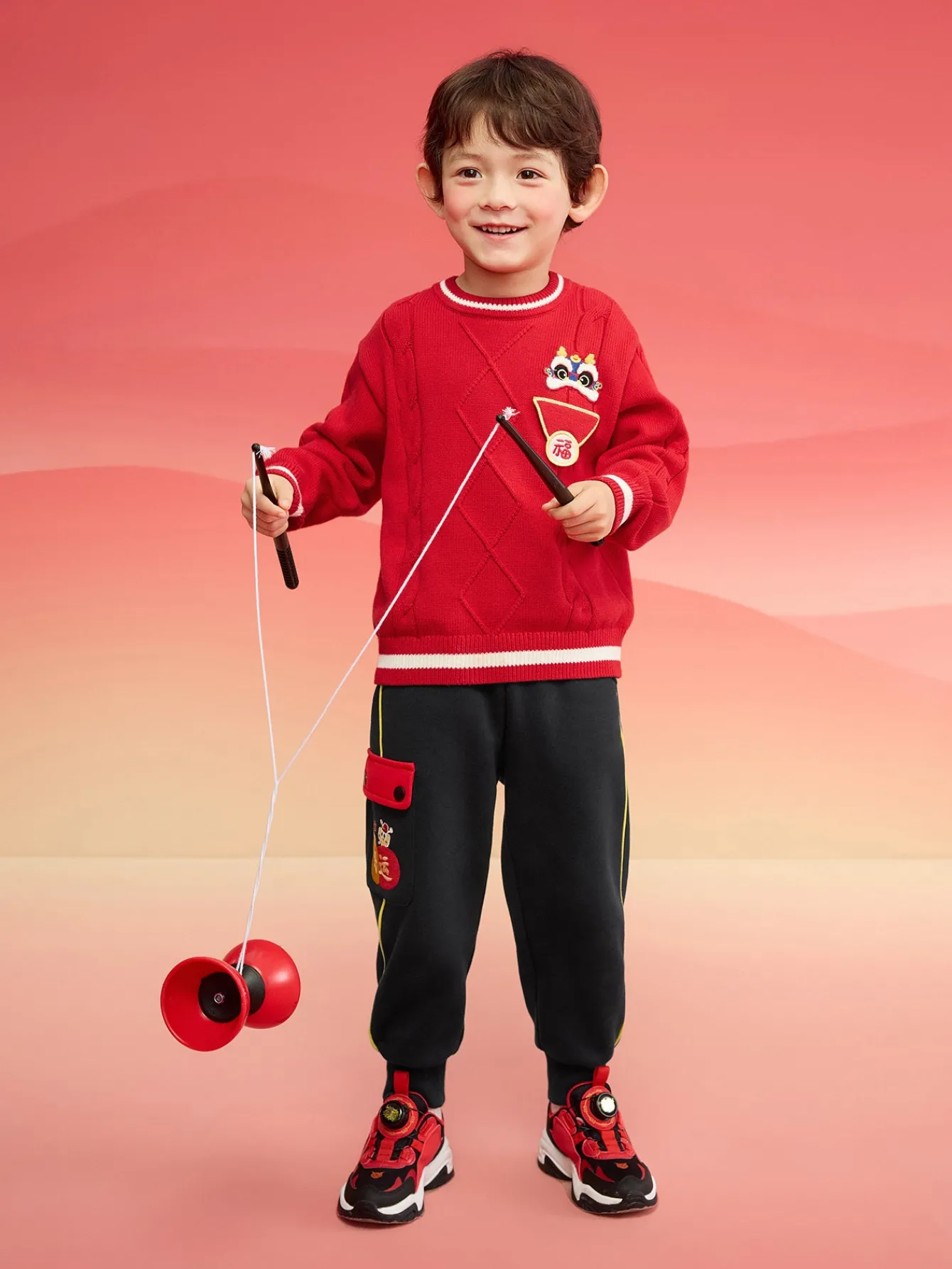 Balabala Children Sweater Boy Girl Autumn And Winter 2024 New Toddler Pullover Knitwear New Year's Outfit Cheap