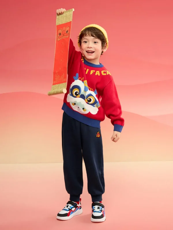 Balabala Children Sweater Boy Girl Autumn And Winter 2024 New Toddler Pullover Knitwear New Year's Outfit Cheap