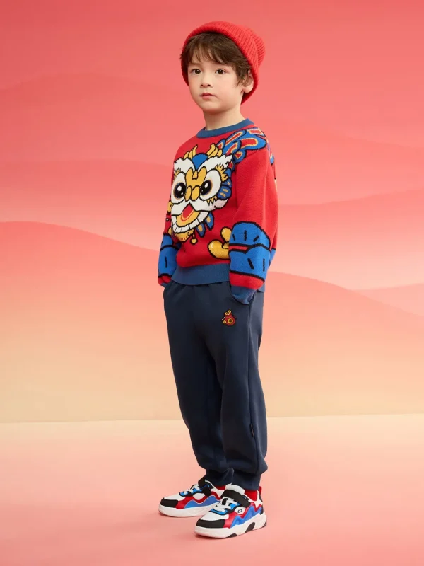 Balabala Children Sweater Boy Girl Autumn And Winter 2024 New Toddler Pullover Knitwear New Year's Outfit Cheap