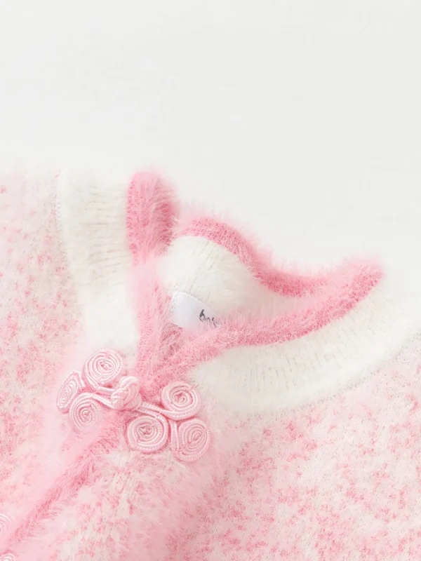 Balabala Children Sweater Girl New Chinese Style Sweater 2024 Winter New Red Knitwear Top Best