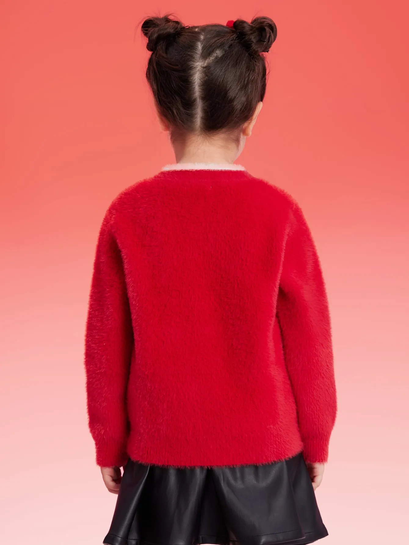 Balabala Children Sweater Girl New Chinese Style Sweater 2024 Winter New Red Knitwear Top Best