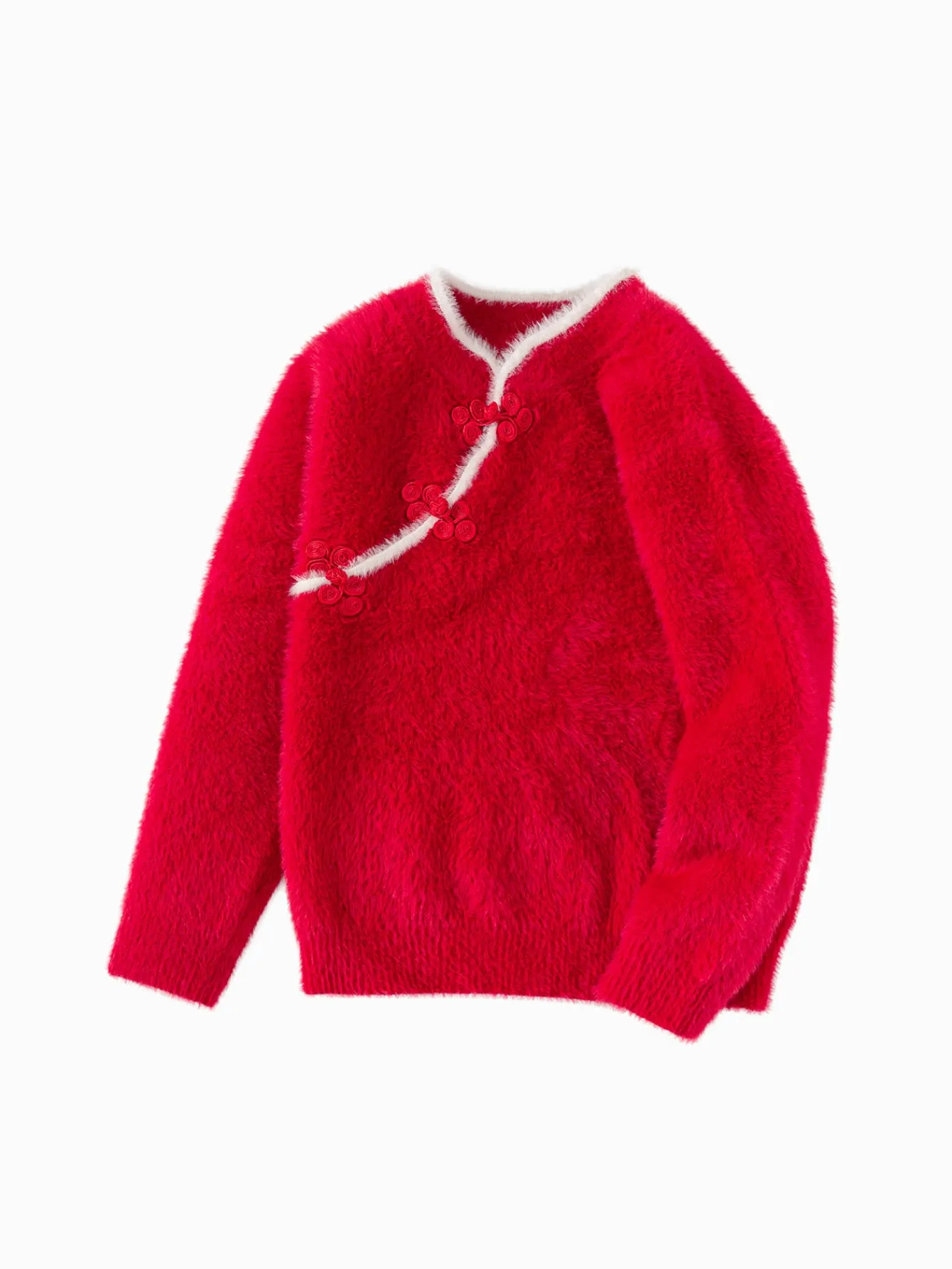 Balabala Children Sweater Girl New Chinese Style Sweater 2024 Winter New Red Knitwear Top Best