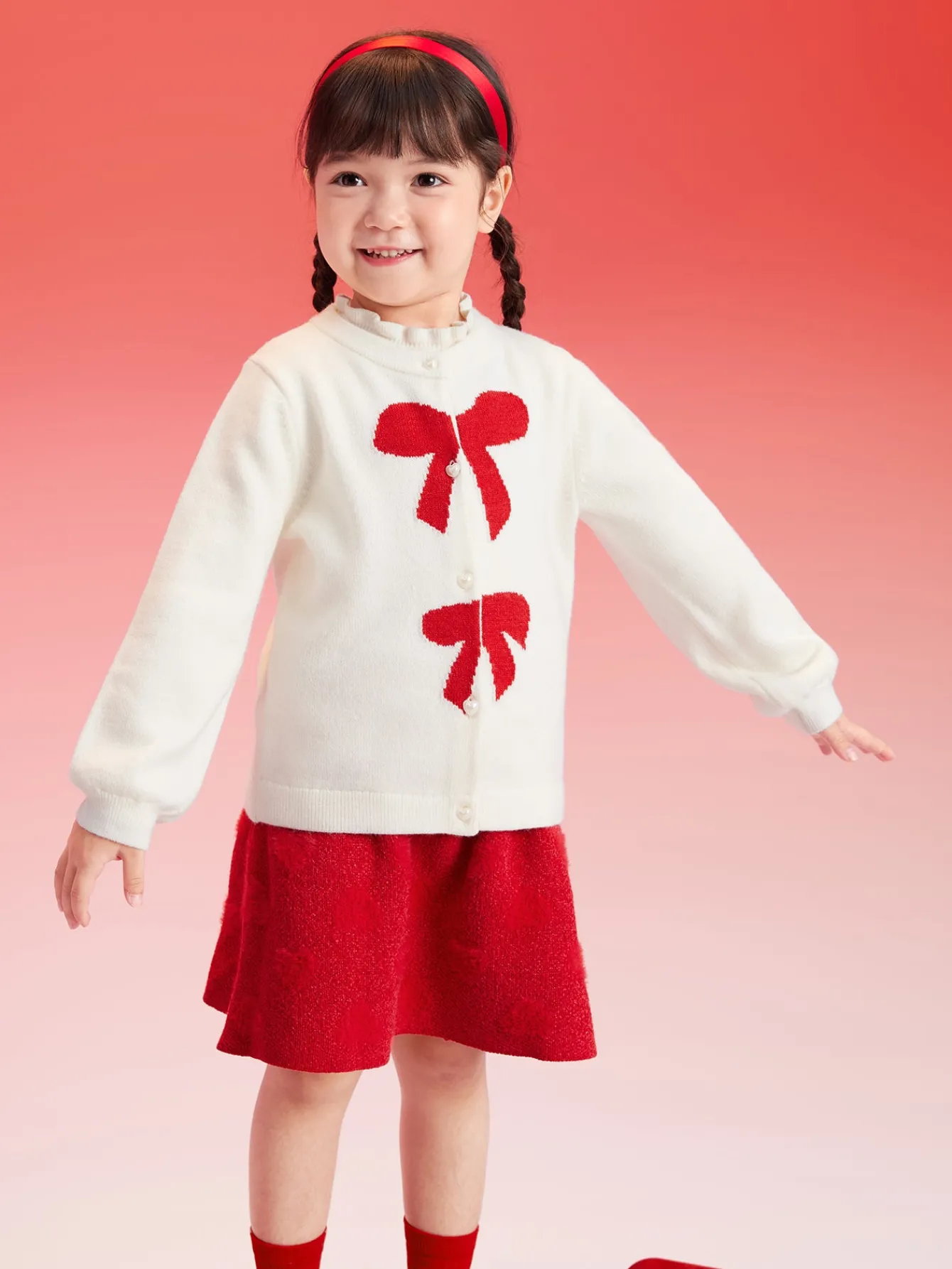 Balabala Children Sweater Girl Sweater 2024 Winter Baby Knit Cardigan Fashion Shop
