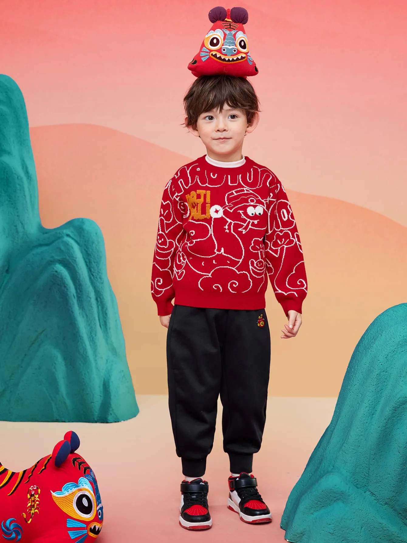 Balabala Children Sweater Turtleneck Sweater Autumn And Winter 2024 New Kid Loose Boy And Girl Knitwear Fashion