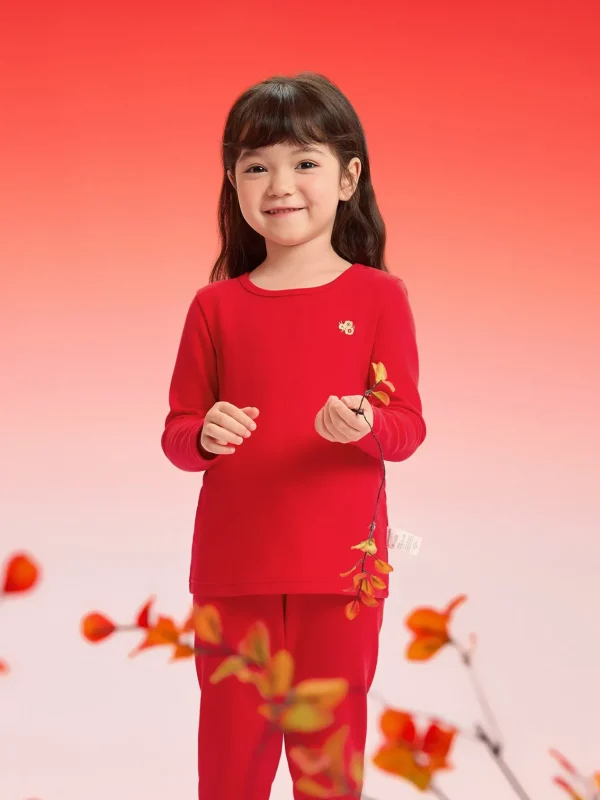 Balabala Children Thermal Underwear Suit Snake Year of the Snake New Boy And Girl Autumn Top And Pants Animal Year Red Pajamas Chinese Red Hot
