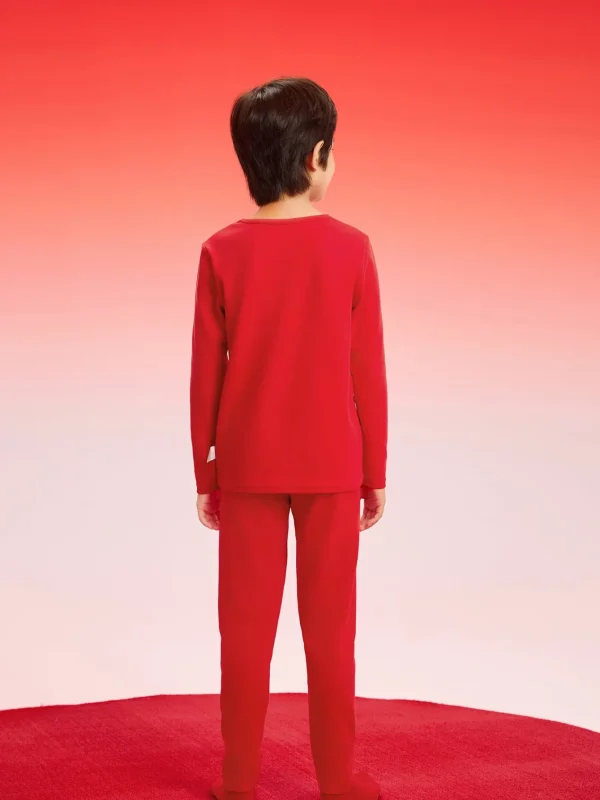 Balabala Children Thermal Underwear Suit Snake Year of the Snake New Boy And Girl Autumn Top And Pants Animal Year Red Pajamas Chinese Red Discount
