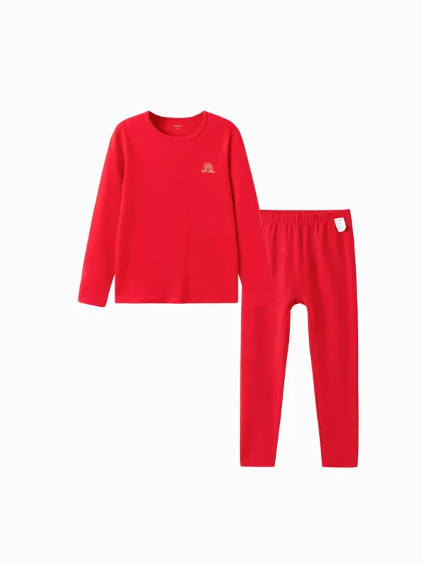 Balabala Children Thermal Underwear Suit Snake Year of the Snake New Boy And Girl Autumn Top And Pants Animal Year Red Pajamas Chinese Red Discount