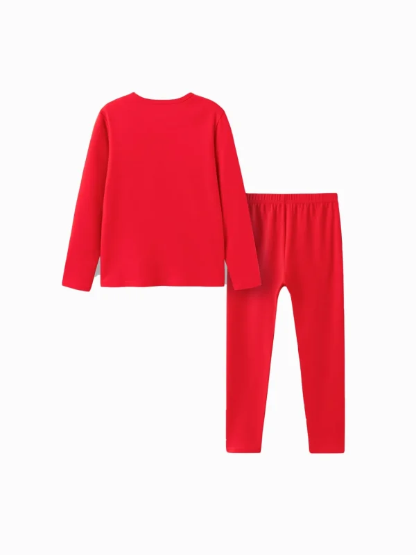 Balabala Children Thermal Underwear Suit Snake Year of the Snake New Boy And Girl Autumn Top And Pants Animal Year Red Pajamas Chinese Red Discount