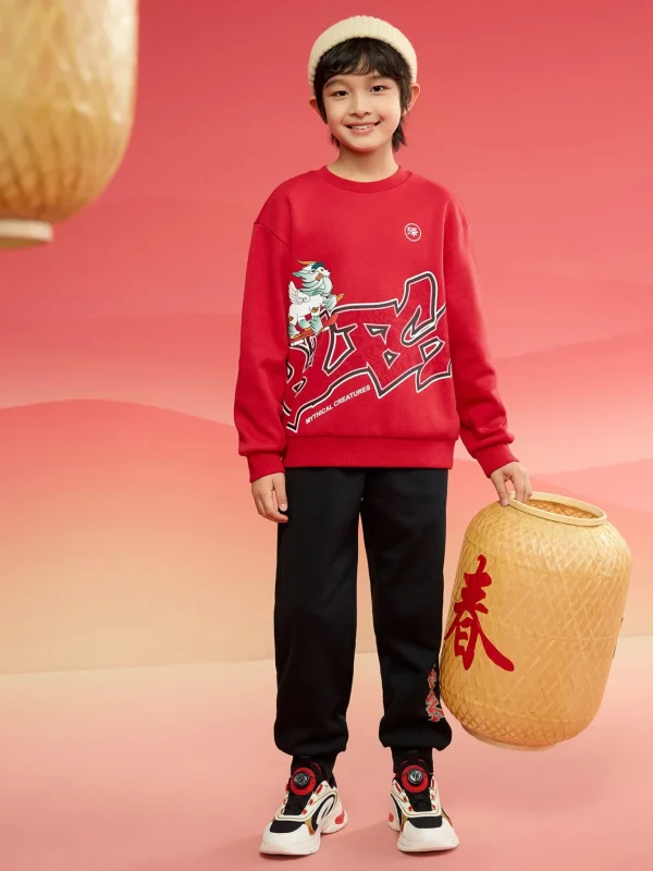 Balabala children's children's long-sleeved suit boys two-piece suit 2025 new spring baby parent-child clothing Chinese Red Cheap