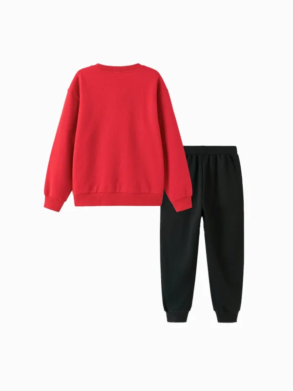 Balabala children's children's long-sleeved suit boys two-piece suit 2025 new spring baby parent-child clothing Chinese Red Cheap