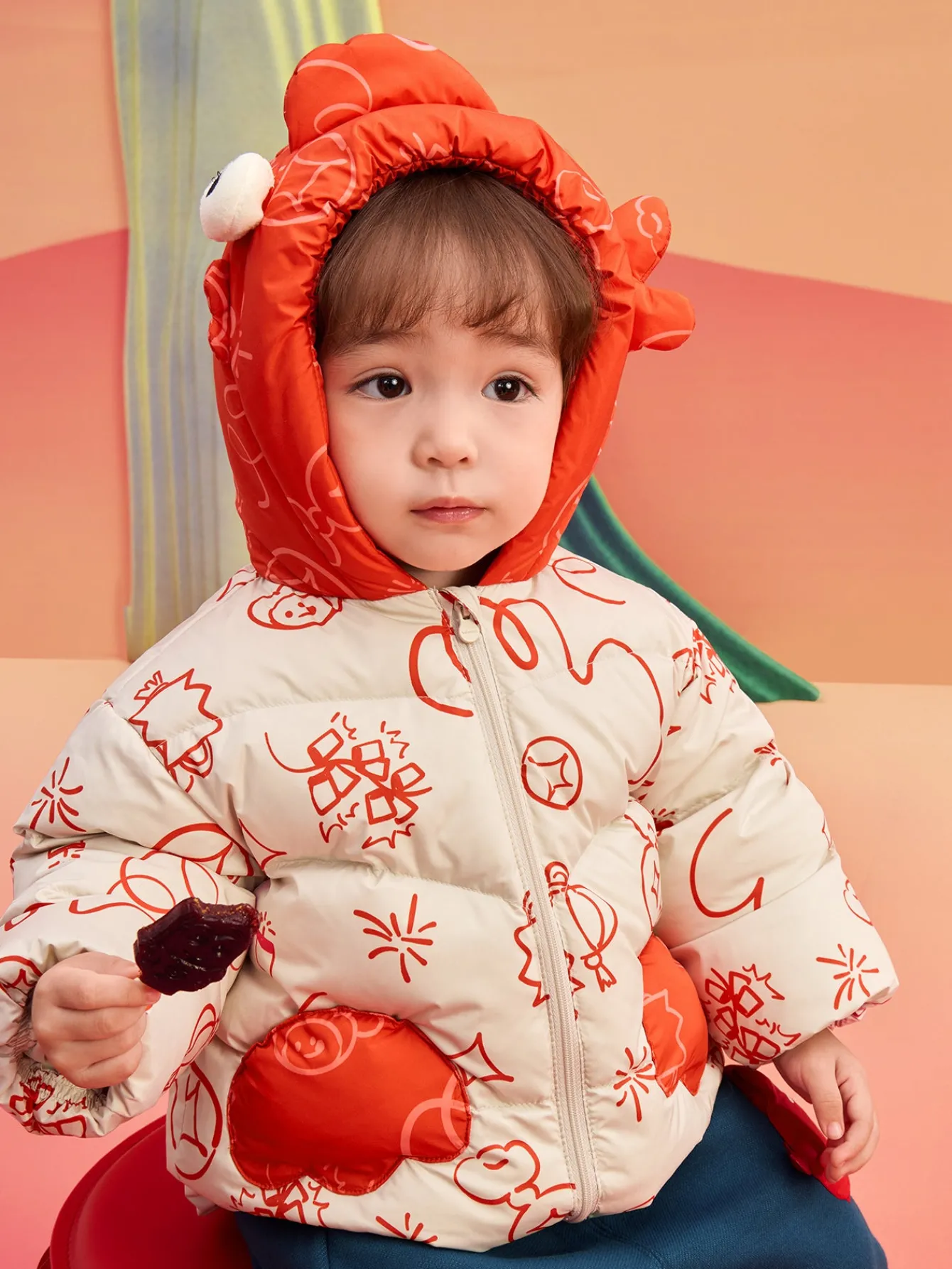 Balabala Children's Clothes Baby Down Jacket Baby Coat 2025 New Winter Clothes Neo- Chinese style New Year Greeting Outfit Best