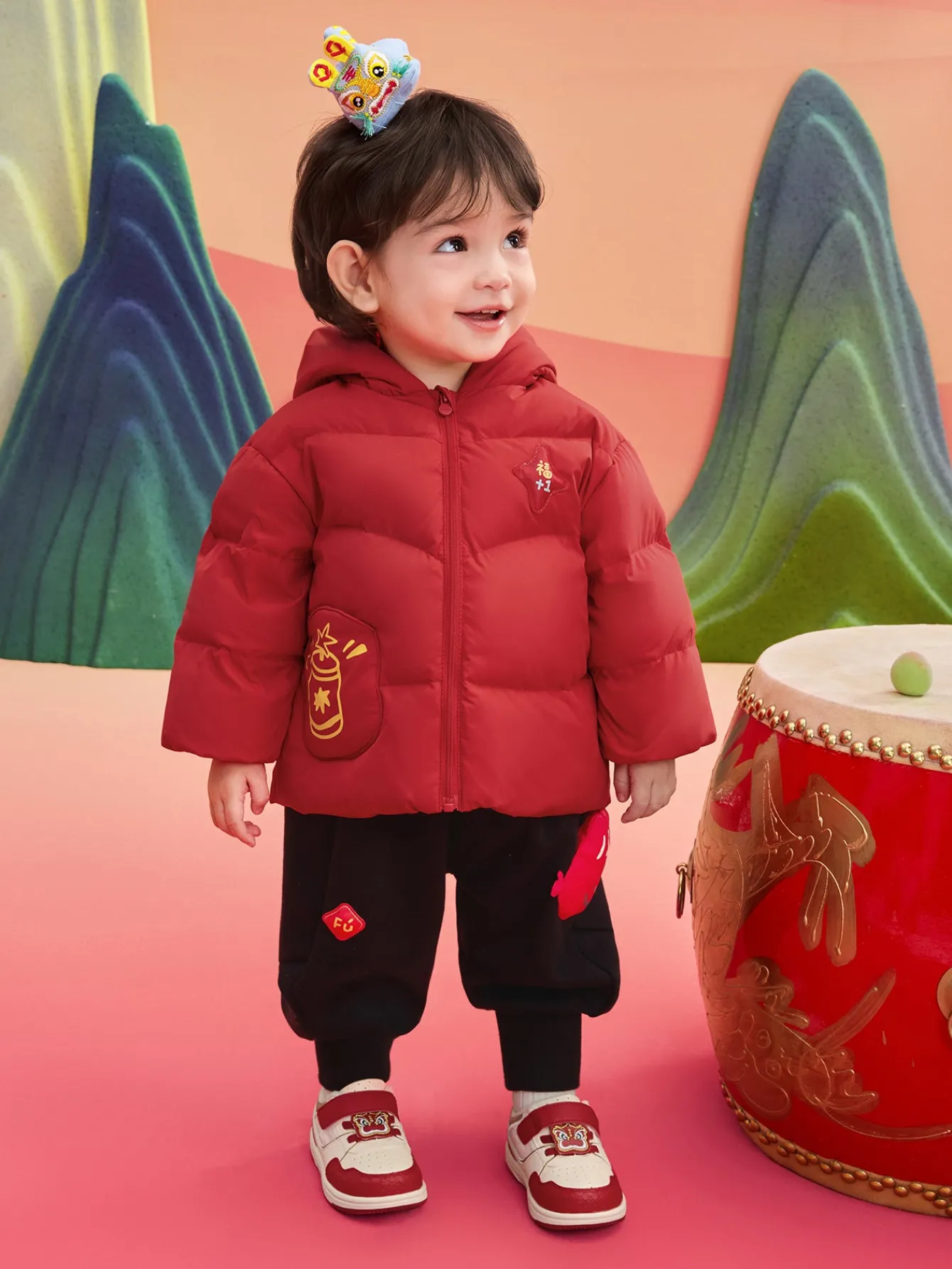 Balabala Children's Clothes Baby Down Jacket Baby Coat 2025 New Winter Clothes Neo- Chinese style New Year Greeting Outfit Best