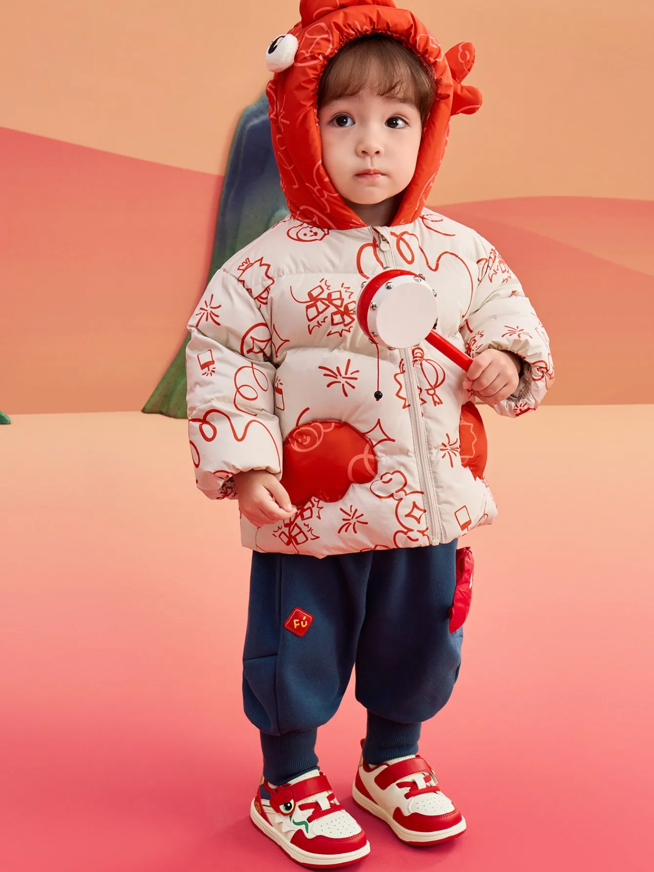 Balabala Children's Clothes Baby Down Jacket Baby Coat 2025 New Winter Clothes Neo- Chinese style New Year Greeting Outfit Best