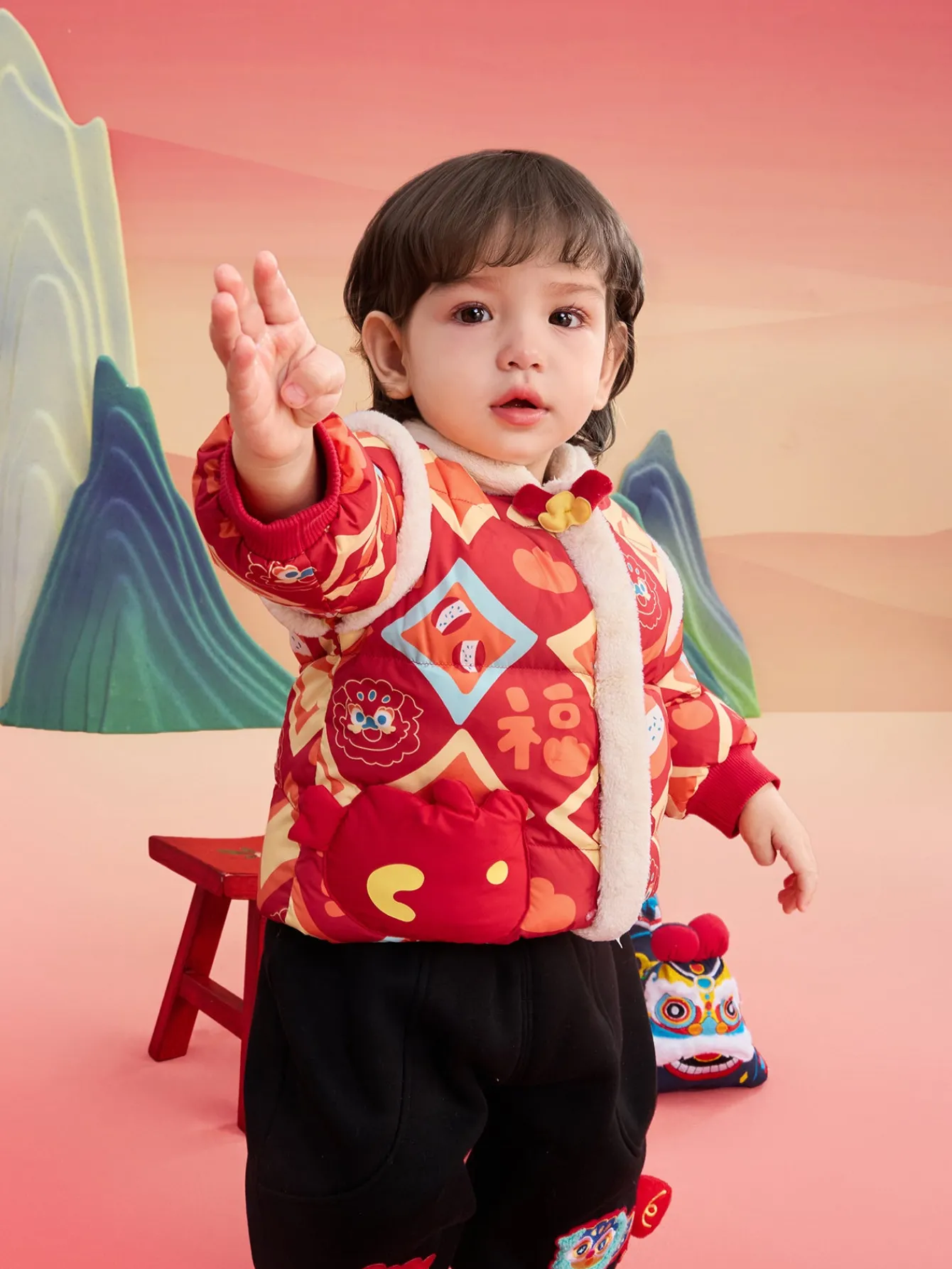 Balabala Children's Clothes Baby Down Jacket Baby Coat 2025 New Winter Clothes Neo- Chinese style New Year Greeting Outfit Cheap