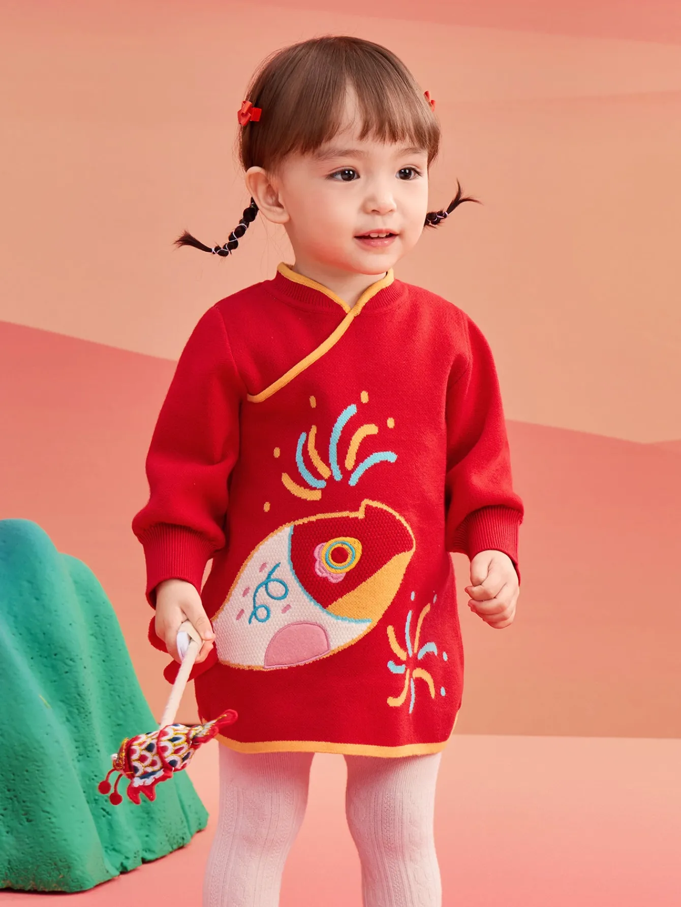 Balabala Children's Clothes Baby Dress Baby Dress 2025 New Chinese Style Qipao Dress New Year Season Trendy Red Best Sale