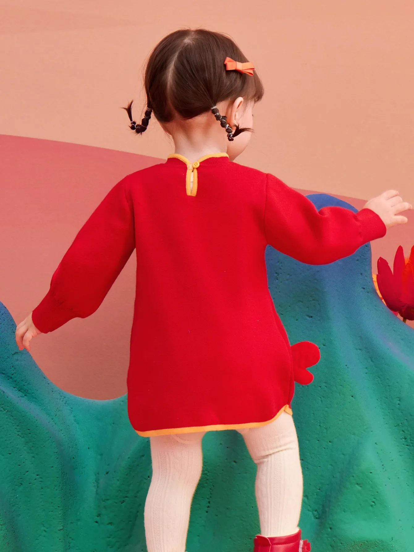 Balabala Children's Clothes Baby Dress Baby Dress 2025 New Chinese Style Qipao Dress New Year Season Trendy Red Best Sale