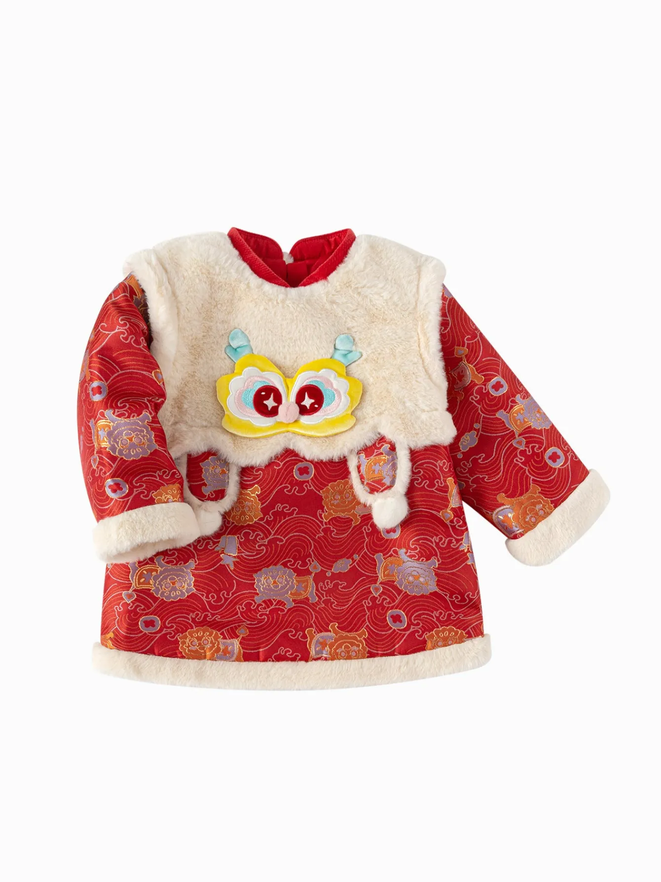 Balabala Children's Clothes Baby One-Piece Dress Baby Dress 2025 New Spring Clothes Baby Girl New Year Greeting Outfit Chinese Style New