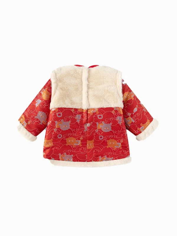 Balabala Children's Clothes Baby One-Piece Dress Baby Dress 2025 New Spring Clothes Baby Girl New Year Greeting Outfit Chinese Style New