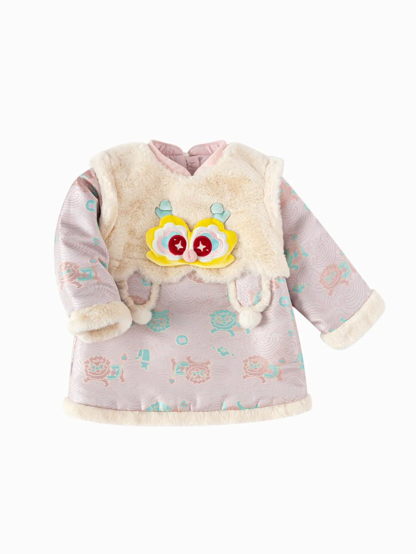 Balabala Children's Clothes Baby One-Piece Dress Baby Dress 2025 New Spring Clothes Baby Girl New Year Greeting Outfit Chinese Style New