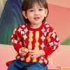 Balabala Children's Clothes Baby Sweater Baby Knitwear 2025 New Winter Clothes Baby Knitwear New Year Season Chinese Style Fashion