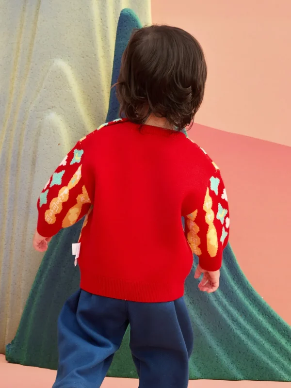 Balabala Children's Clothes Baby Sweater Baby Knitwear 2025 New Winter Clothes Baby Knitwear New Year Season Chinese Style Fashion