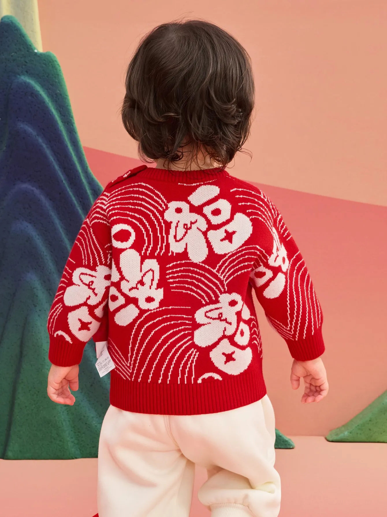 Balabala Children's Clothes Baby Sweater Baby Knitwear 2025 New Winter Clothes Baby Knitwear New Year Season Chinese Style Fashion