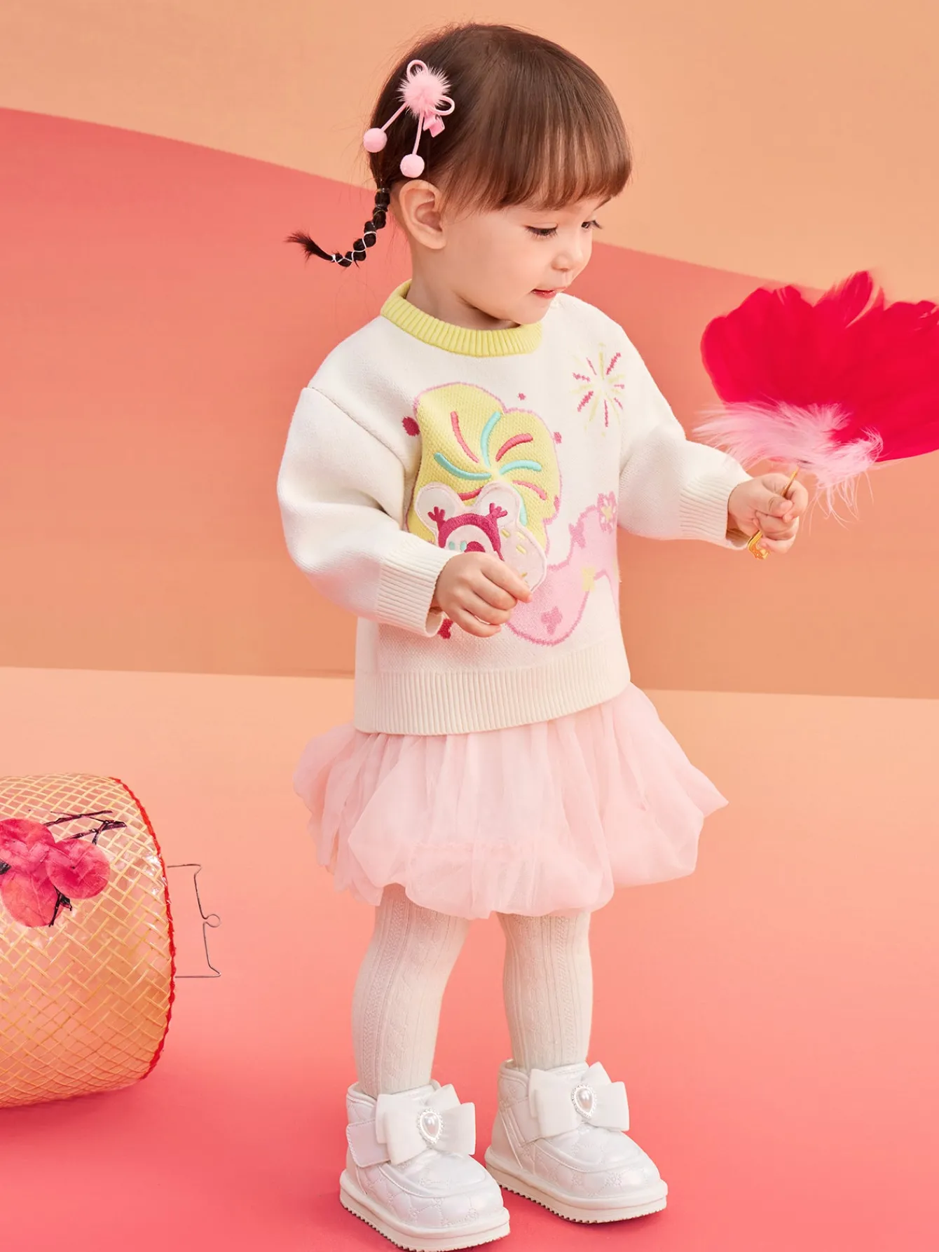 Balabala Children's Clothes Baby Sweater Pullover 2025 New Winter Clothes Baby Bottoming Shirt Cute and Fun Shop